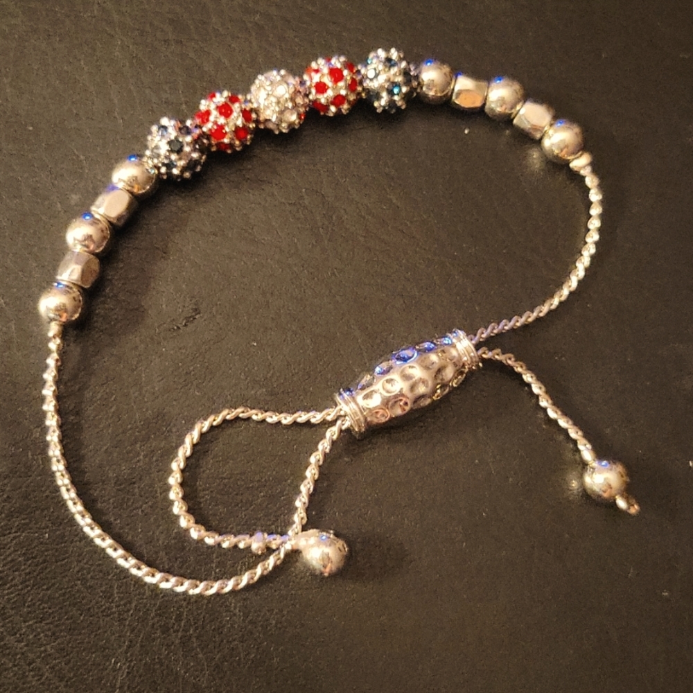 Silver & Rhinestone Adjustable Bracelet - Picture 5 of 10
